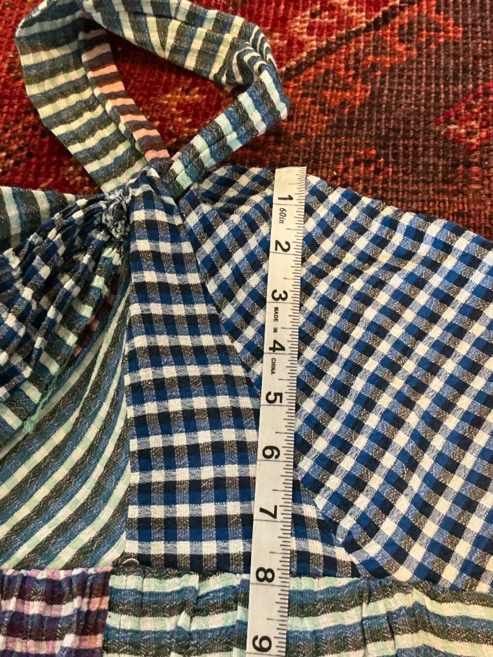 Maeve by Anthropologie One Shoulder Waverly Gingham Raw Hem Dress Size 6 - Picture 6 of 8